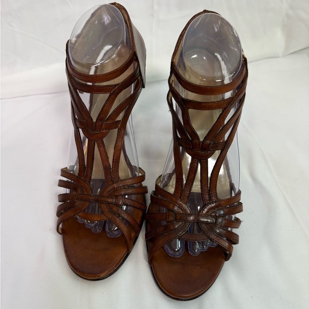 Cole Haan Nike Air Brown Leather Strappy Heels Size 10B